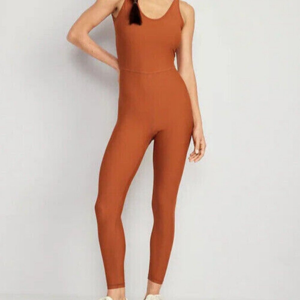 Old Navy Athletic PowerSoft 7/8 Bodysuit Color Umbria Red XS NWT Athleisure Yoga